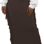 Lrady Women's Elastic Waist Slim Bodycon Side Tassels Long Maxi Pencil Skirts